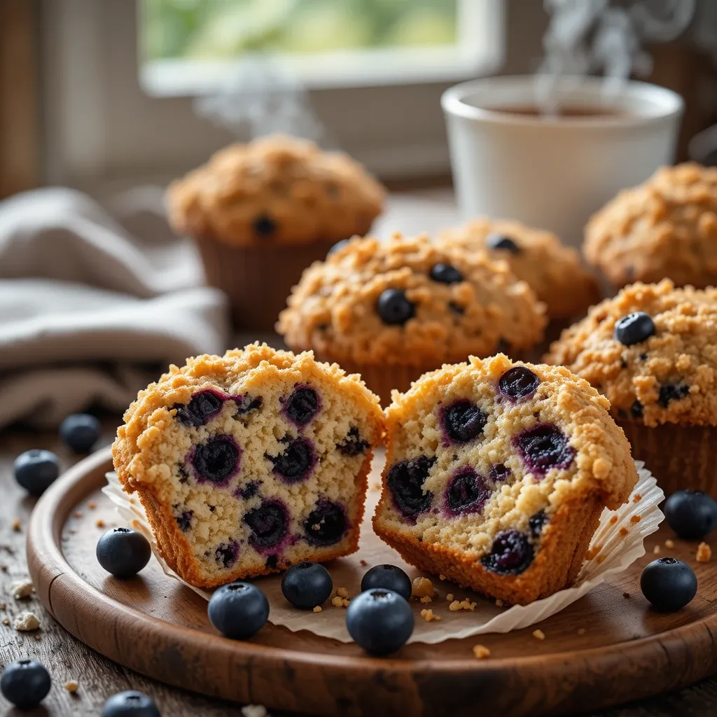 Blueberry Muffins with Crumble Topping
