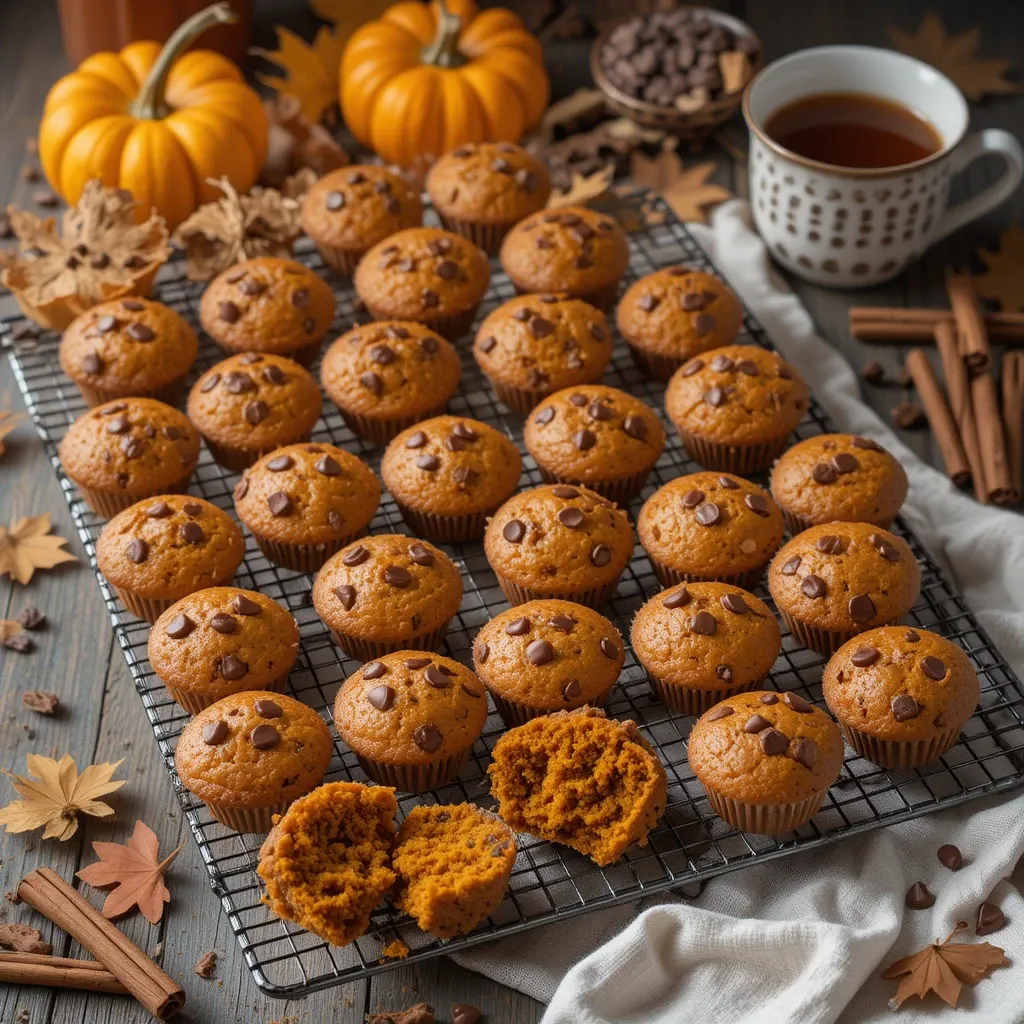 Mini Pumpkin Chocolate Chip Muffins