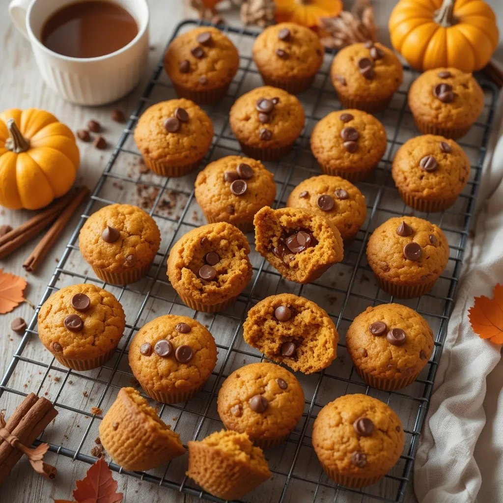 Mini Pumpkin Chocolate Chip Muffins