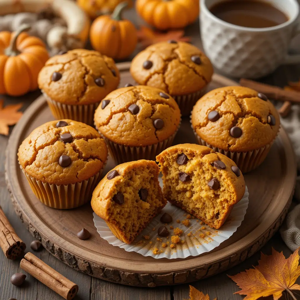 Pumpkin Banana Chocolate Chip Muffins