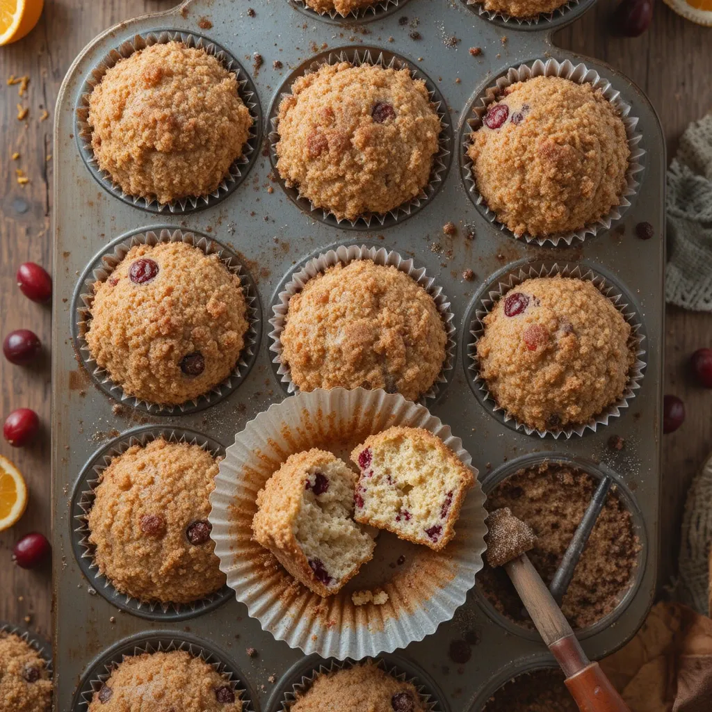 Cranberry Orange Muffins with Crumb Topping
